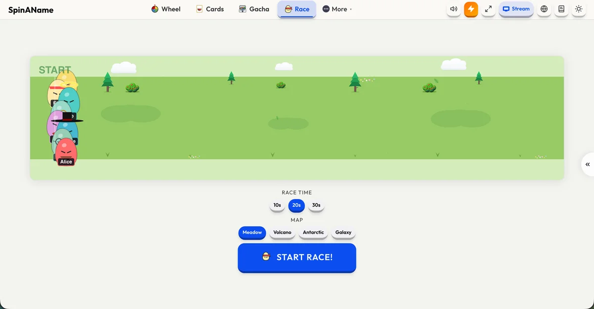 SpinAName Comedy Running Race game screen