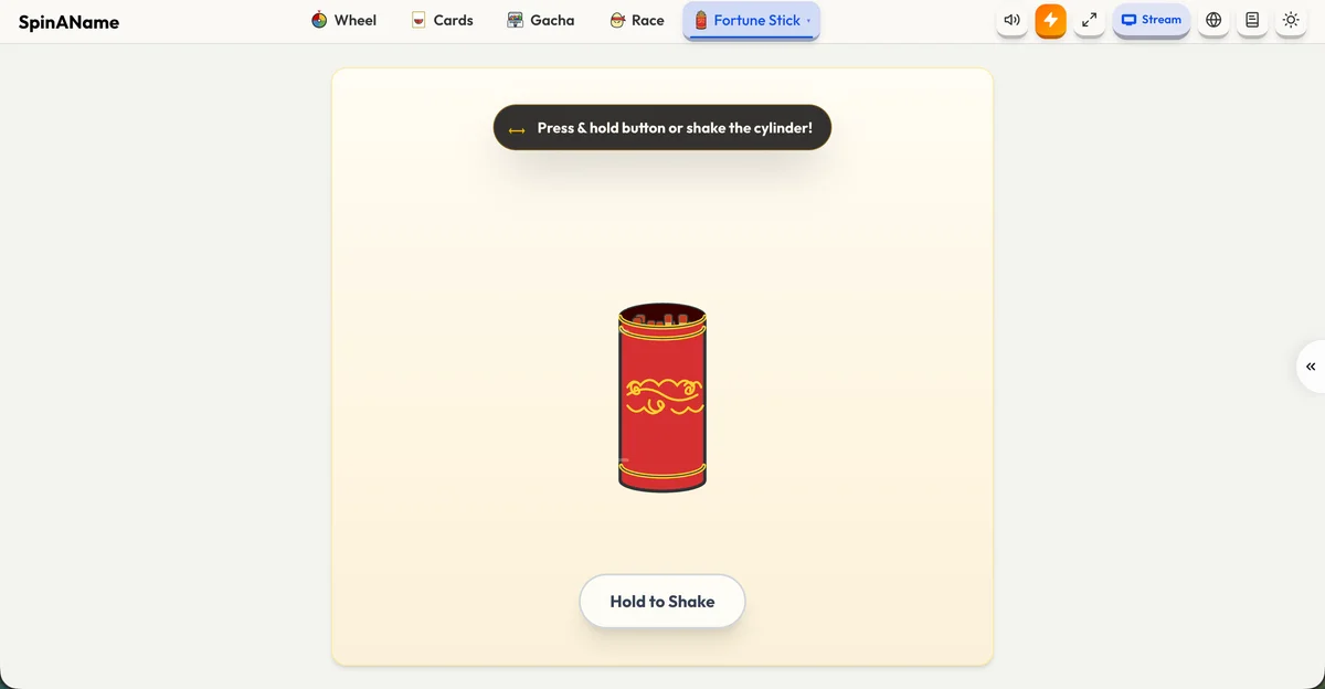 SpinAName Fortune Stick game screen